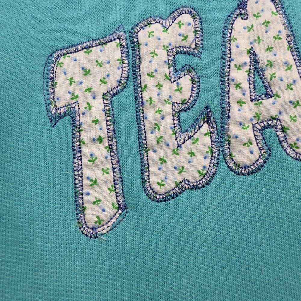 Teacher Vintage Embroidered Patchwork Crewneck Sw… - image 3